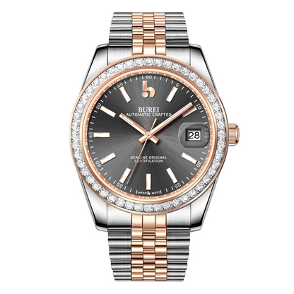BUREI Luxury Automatic Watch 36mm, Fashion Waterproof Mechanical Watch, Adjustable Stainless Steel Two Tone Strap
