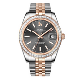 BUREI Luxury Automatic Watch 36mm, Fashion Waterproof Mechanical Watch, Adjustable Stainless Steel Two Tone Strap