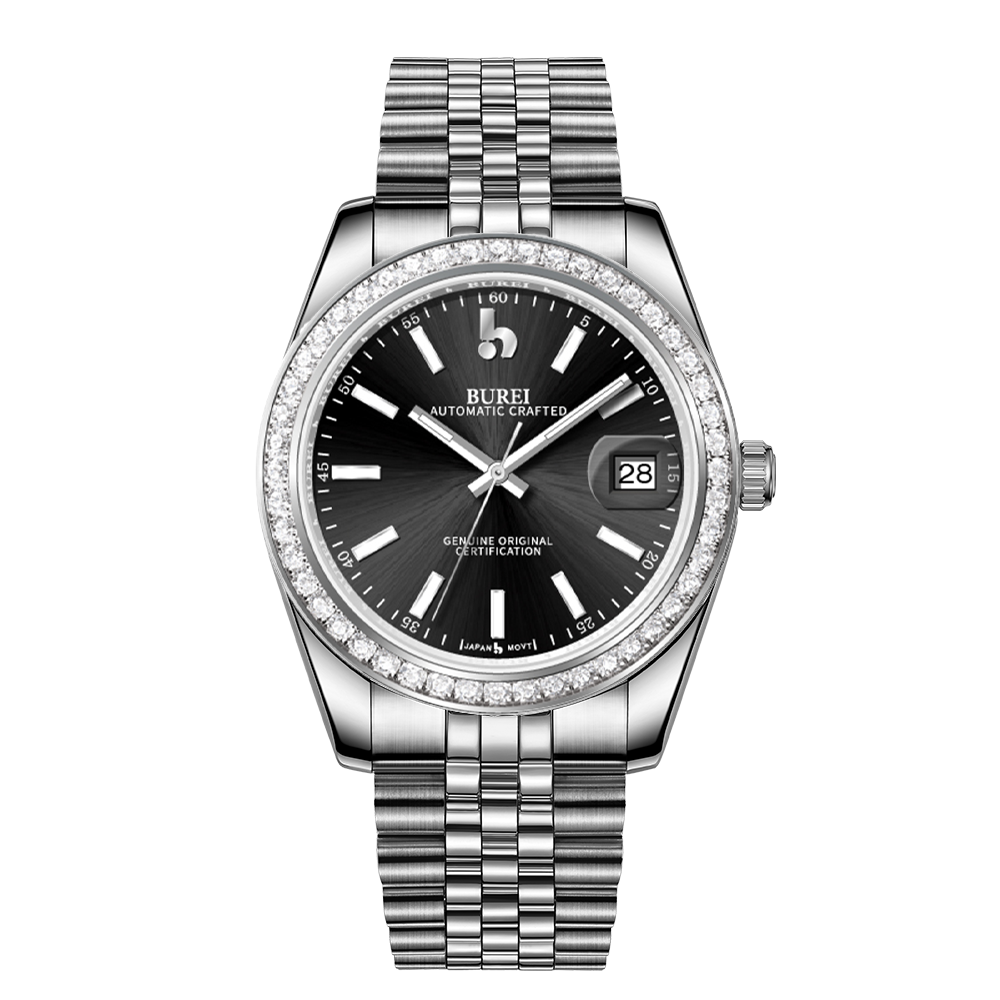 BUREI Luxury Automatic Watch 36mm, Fashion Waterproof Mechanical Watch, Adjustable Stainless Steel Two Tone Strap