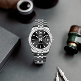 BUREI Luxury Automatic Watch 36mm, Fashion Waterproof Mechanical Watch, Adjustable Stainless Steel Two Tone Strap