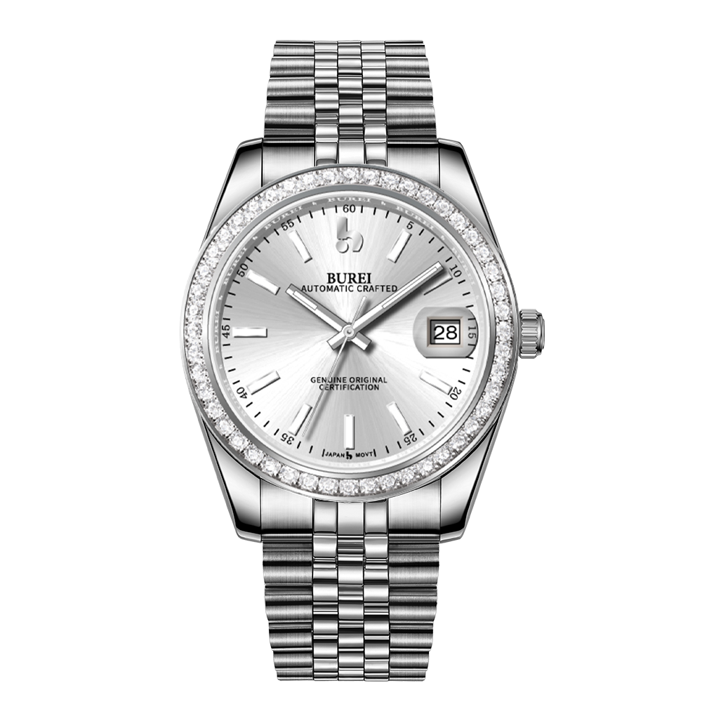 BUREI Luxury Automatic Watch 36mm, Fashion Waterproof Mechanical Watch, Adjustable Stainless Steel Two Tone Strap