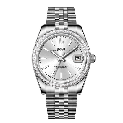 BUREI Luxury Automatic Watch 36mm, Fashion Waterproof Mechanical Watch, Adjustable Stainless Steel Two Tone Strap