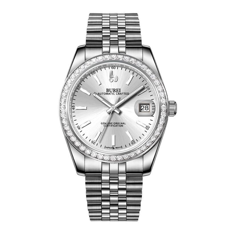 BUREI Luxury Automatic Watch 36mm, Fashion Waterproof Mechanical Watch, Adjustable Stainless Steel Two Tone Strap