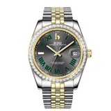 BUREI Luxury Automatic Watch 36mm, Fashion Waterproof Mechanical Watch, Adjustable Stainless Steel Two Tone Strap