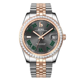 BUREI Luxury Automatic Watch 36mm, Fashion Waterproof Mechanical Watch, Adjustable Stainless Steel Two Tone Strap