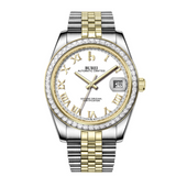 BUREI Luxury Automatic Watch 36mm, Fashion Waterproof Mechanical Watch, Adjustable Stainless Steel Two Tone Strap
