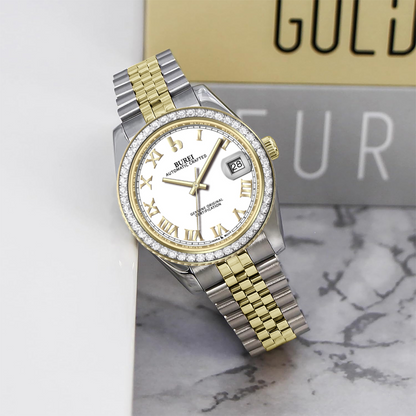 BUREI Luxury Automatic Watch 36mm, Fashion Waterproof Mechanical Watch, Adjustable Stainless Steel Two Tone Strap