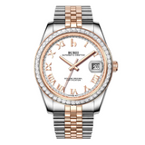 BUREI Luxury Automatic Watch 36mm, Fashion Waterproof Mechanical Watch, Adjustable Stainless Steel Two Tone Strap