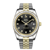 BUREI Luxury Automatic Watch 36mm, Fashion Waterproof Mechanical Watch, Adjustable Stainless Steel Two Tone Strap