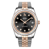 BUREI Luxury Automatic Watch 36mm, Fashion Waterproof Mechanical Watch, Adjustable Stainless Steel Two Tone Strap