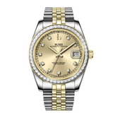 BUREI Luxury Automatic Watch 36mm, Fashion Waterproof Mechanical Watch, Adjustable Stainless Steel Two Tone Strap