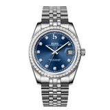 BUREI Luxury Automatic Watch 36mm, Fashion Waterproof Mechanical Watch, Adjustable Stainless Steel Two Tone Strap