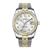 BUREI Luxury Automatic Watch 36mm, Fashion Waterproof Mechanical Watch, Adjustable Stainless Steel Two Tone Strap