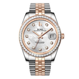 BUREI Luxury Automatic Watch 36mm, Fashion Waterproof Mechanical Watch, Adjustable Stainless Steel Two Tone Strap