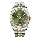 BUREI Luxury Automatic Watch 36mm, Fashion Waterproof Mechanical Watch, Adjustable Stainless Steel Two Tone Strap