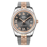 BUREI Luxury Automatic Watch 36mm, Fashion Waterproof Mechanical Watch, Adjustable Stainless Steel Two Tone Strap