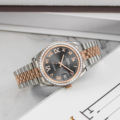 BUREI Luxury Automatic Watch 36mm, Fashion Waterproof Mechanical Watch, Adjustable Stainless Steel Two Tone Strap