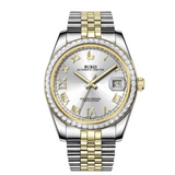 BUREI Luxury Automatic Watch 36mm, Fashion Waterproof Mechanical Watch, Adjustable Stainless Steel Two Tone Strap