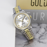 BUREI Luxury Automatic Watch 36mm, Fashion Waterproof Mechanical Watch, Adjustable Stainless Steel Two Tone Strap