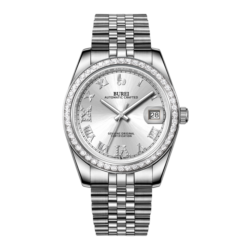 BUREI Luxury Automatic Watch 36mm, Fashion Waterproof Mechanical Watch, Adjustable Stainless Steel Two Tone Strap