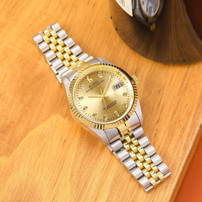 BUREI Men's Luxury Automatic Watch Two Tones Stainless Steel Dress Wrist Watches Self-Winding