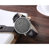 BUREI Men's Fashion Minimalist Wrist Watch Analog White Date with Brown Leather Band