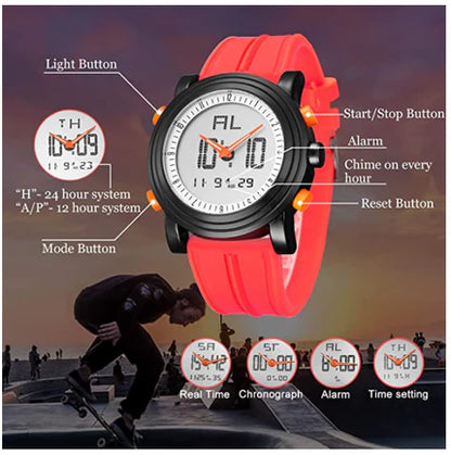 BUREI Mens Analog Digital Sport Watches with Alarm Stopwatch LED Backlight and Rubber Strap