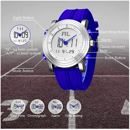 BUREI Mens Analog Digital Sport Watches with Alarm Stopwatch LED Backlight and Rubber Strap
