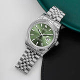 BUREI Men's Automatic Watch Analog Dial with Date Window Sapphire Crystal Stainless Steel Band and Case