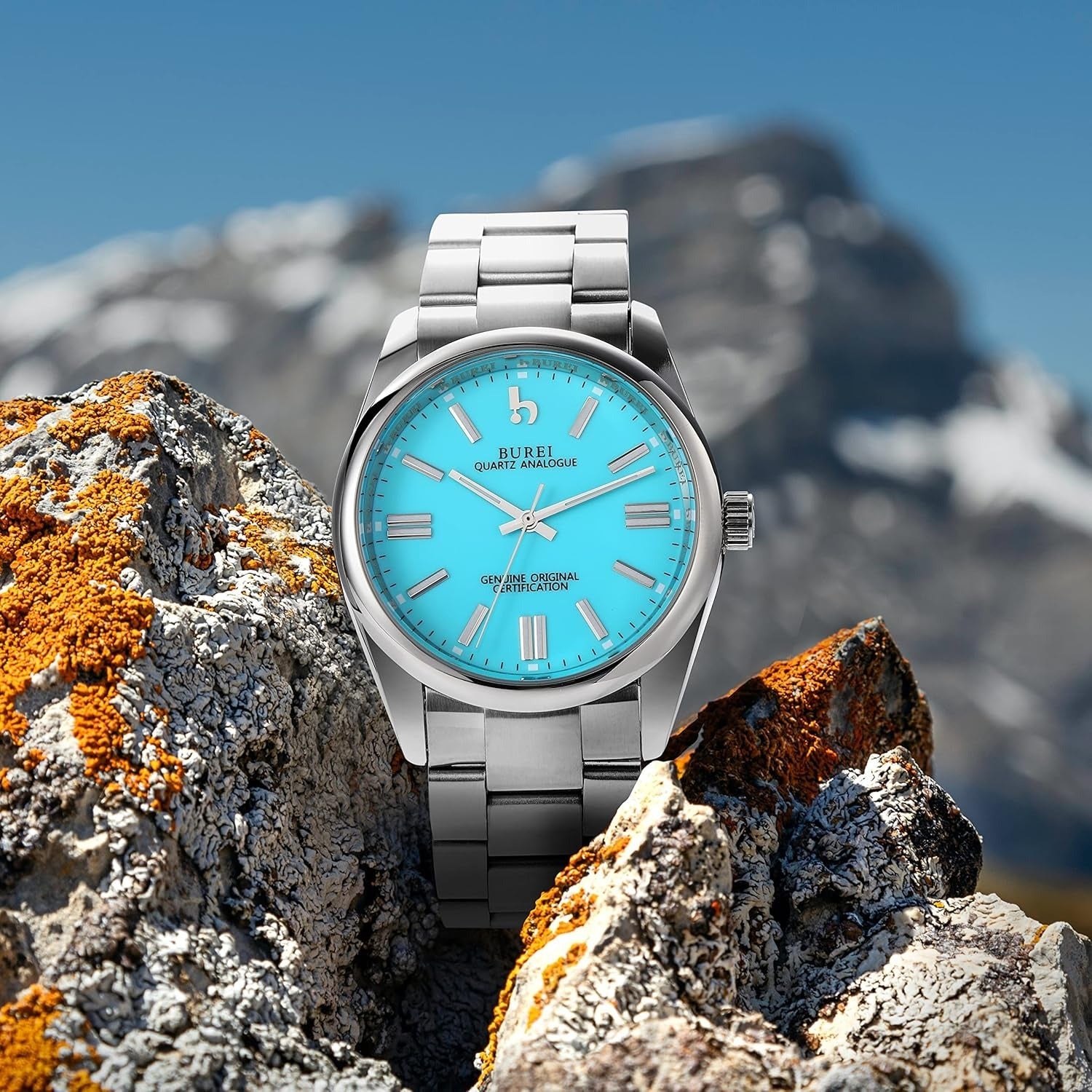 BUREI Men's Stainless Steel Fashion Watch Japan Movement Quartz