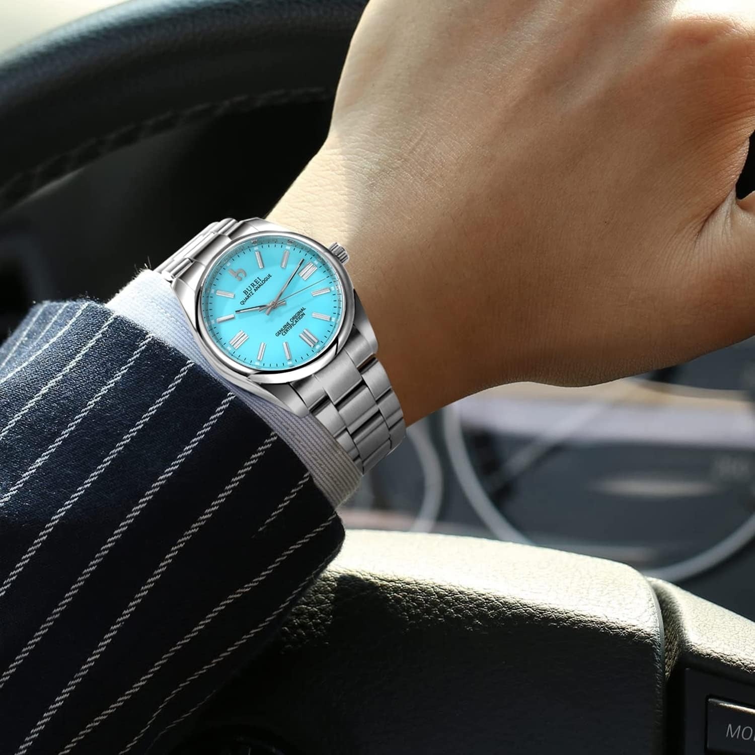 BUREI Men's Stainless Steel Fashion Watch Japan Movement Quartz