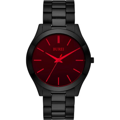 BUREI men's stainless steel fashion business watch japanese movement quartz watch men's 41mm luxury round watch