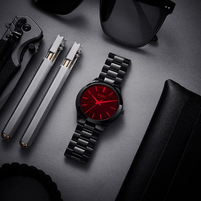 BUREI men's stainless steel fashion business watch japanese movement quartz watch men's 41mm luxury round watch