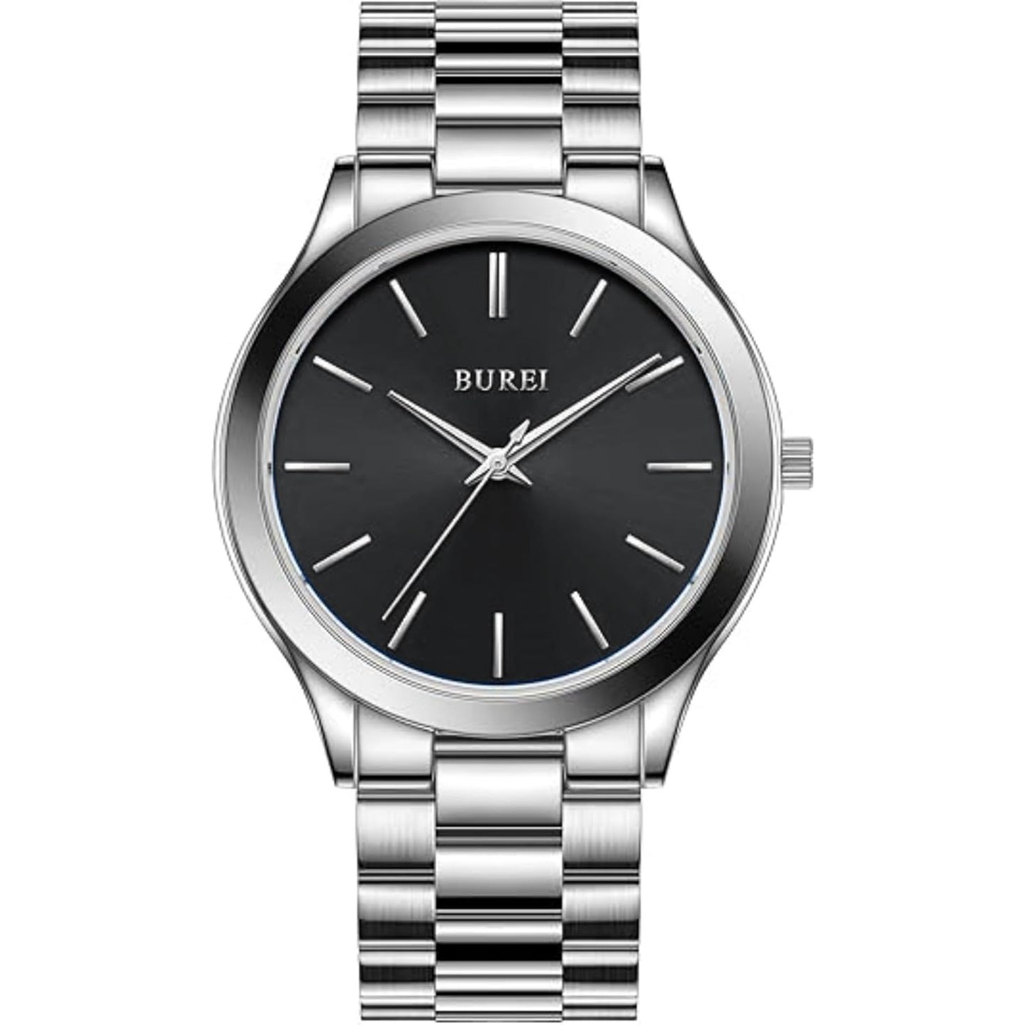 BUREI men's stainless steel fashion business watch japanese movement quartz watch men's 41mm luxury round watch