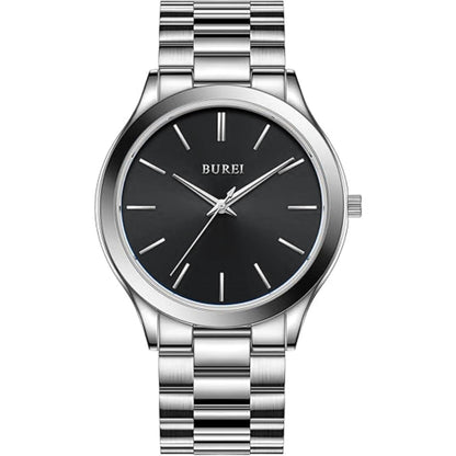 BUREI men's stainless steel fashion business watch japanese movement quartz watch men's 41mm luxury round watch