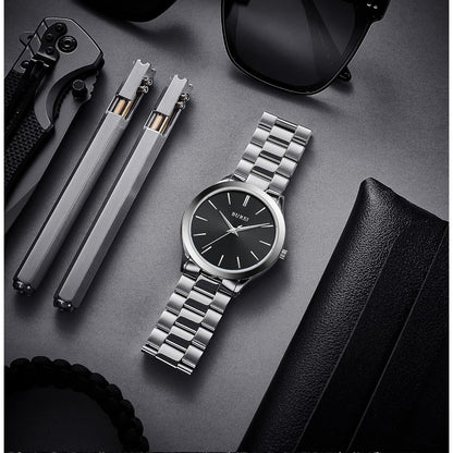 BUREI men's stainless steel fashion business watch japanese movement quartz watch men's 41mm luxury round watch