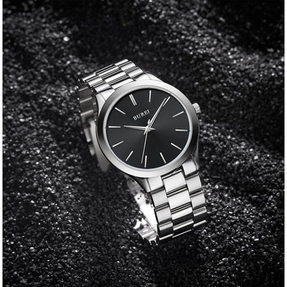 BUREI men's stainless steel fashion business watch japanese movement quartz watch men's 41mm luxury round watch