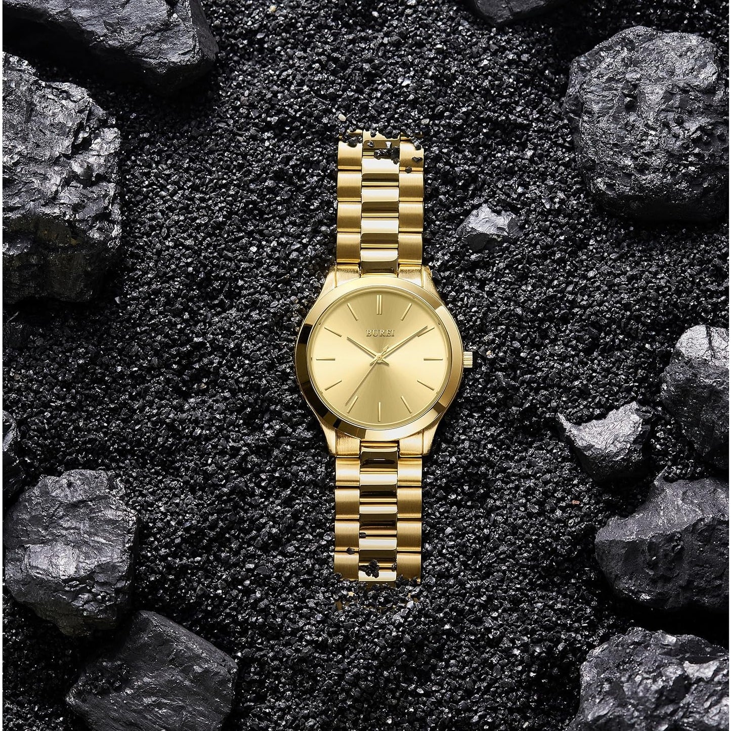 BUREI men's stainless steel fashion business watch japanese movement quartz watch men's 41mm luxury round watch