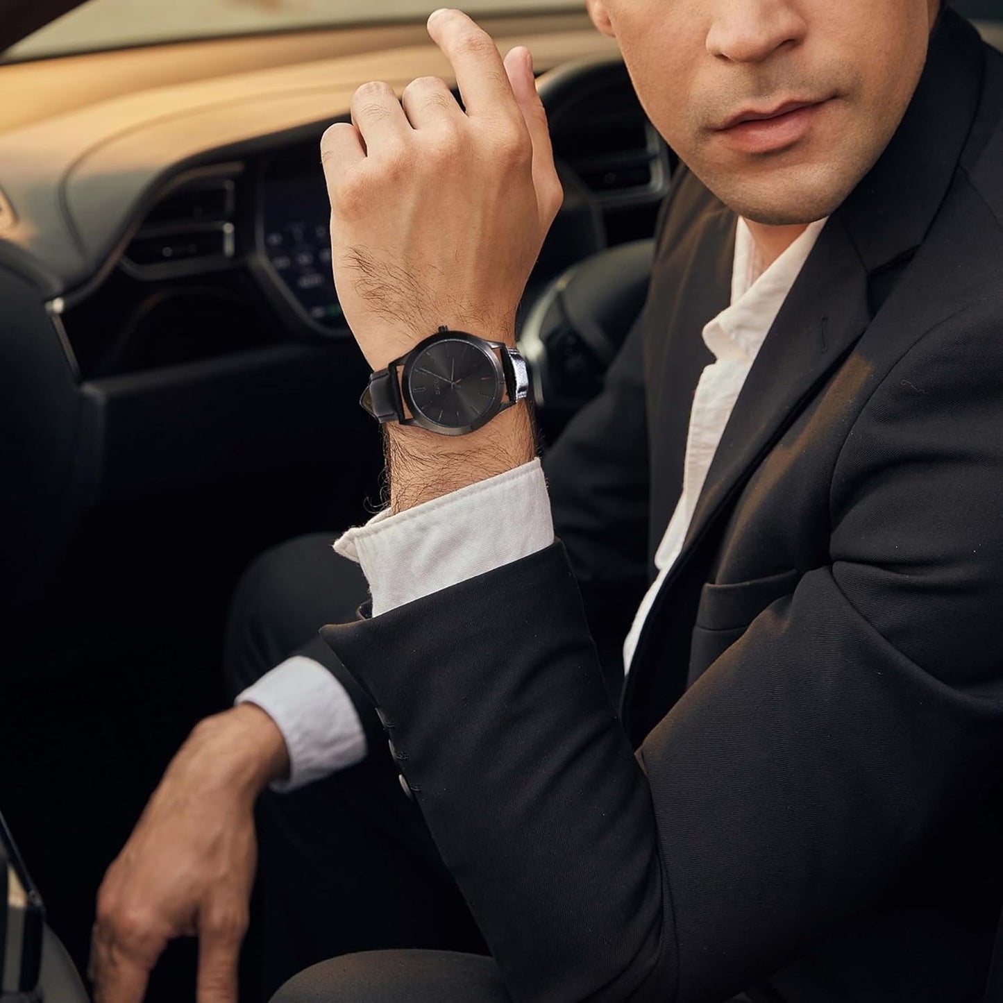 BUREI Men Watches Fashion Business Analog Stainless Steel Quartz Waterproof Watches for Men,Gifts for Men