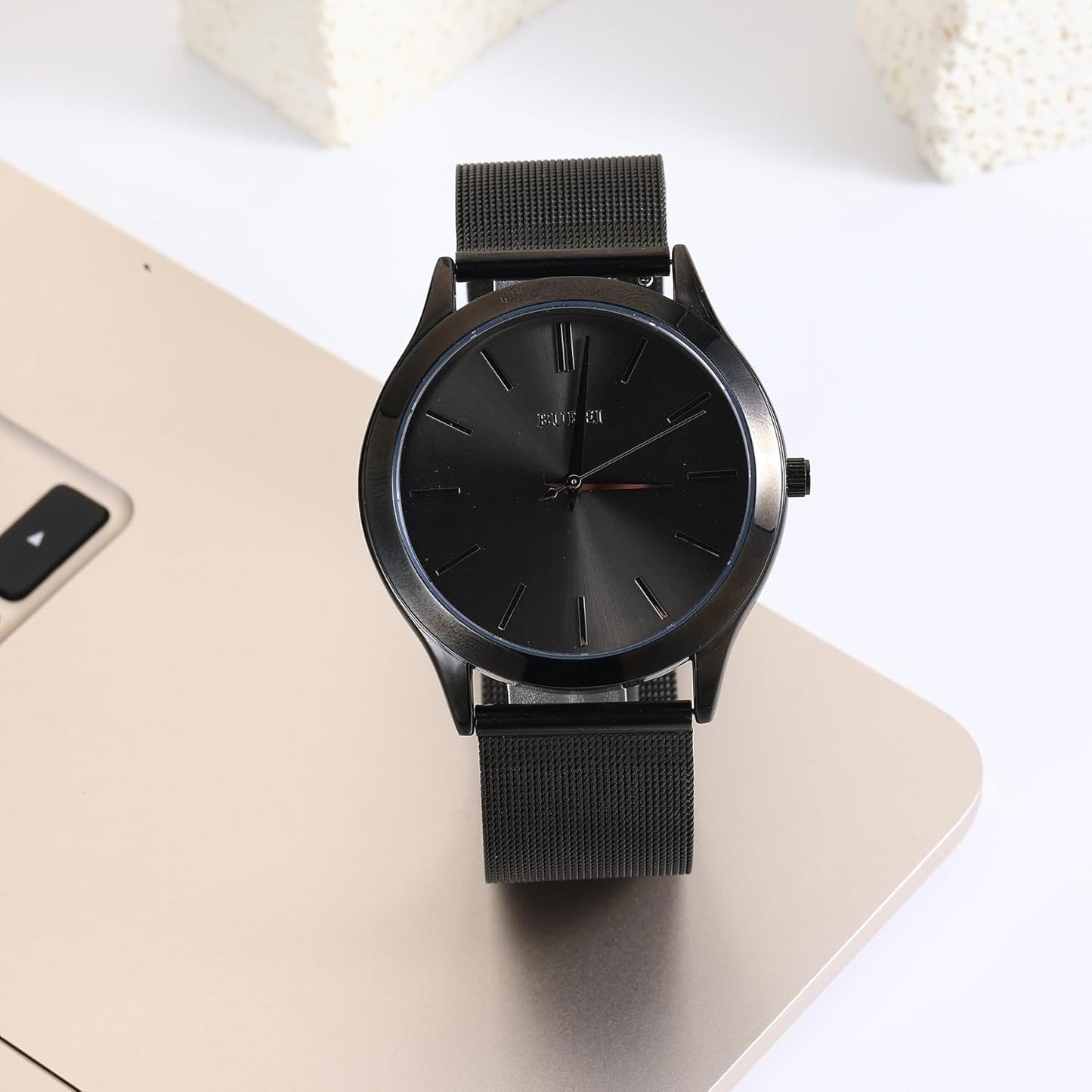 BUREI Men Watches Fashion Business Analog Stainless Steel Quartz Waterproof Watches for Men,Gifts for Men