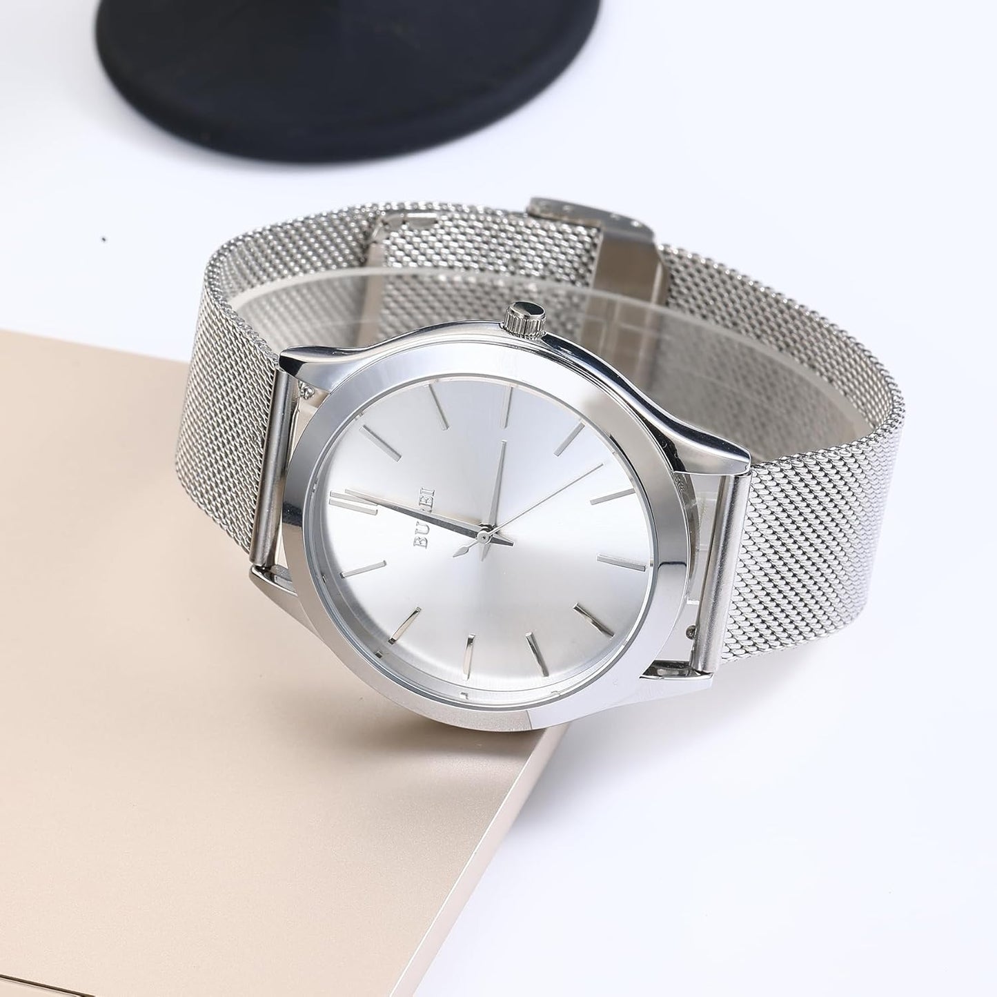 BUREI Men Watches Fashion Business Analog Stainless Steel Quartz Waterproof Watches for Men,Gifts for Men