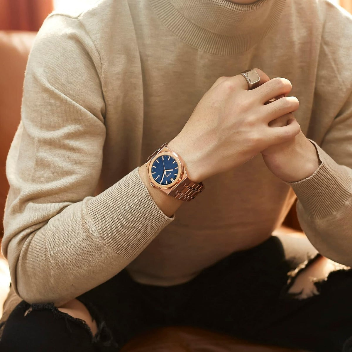 BUREI Fashion Minimalist Business Men's Wrist Watches Stainless Steel Waterproof Quartz Watch for Man
