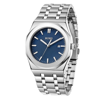 BUREI Fashion Minimalist Business Men's Wrist Watches Stainless Steel Waterproof Quartz Watch for Man