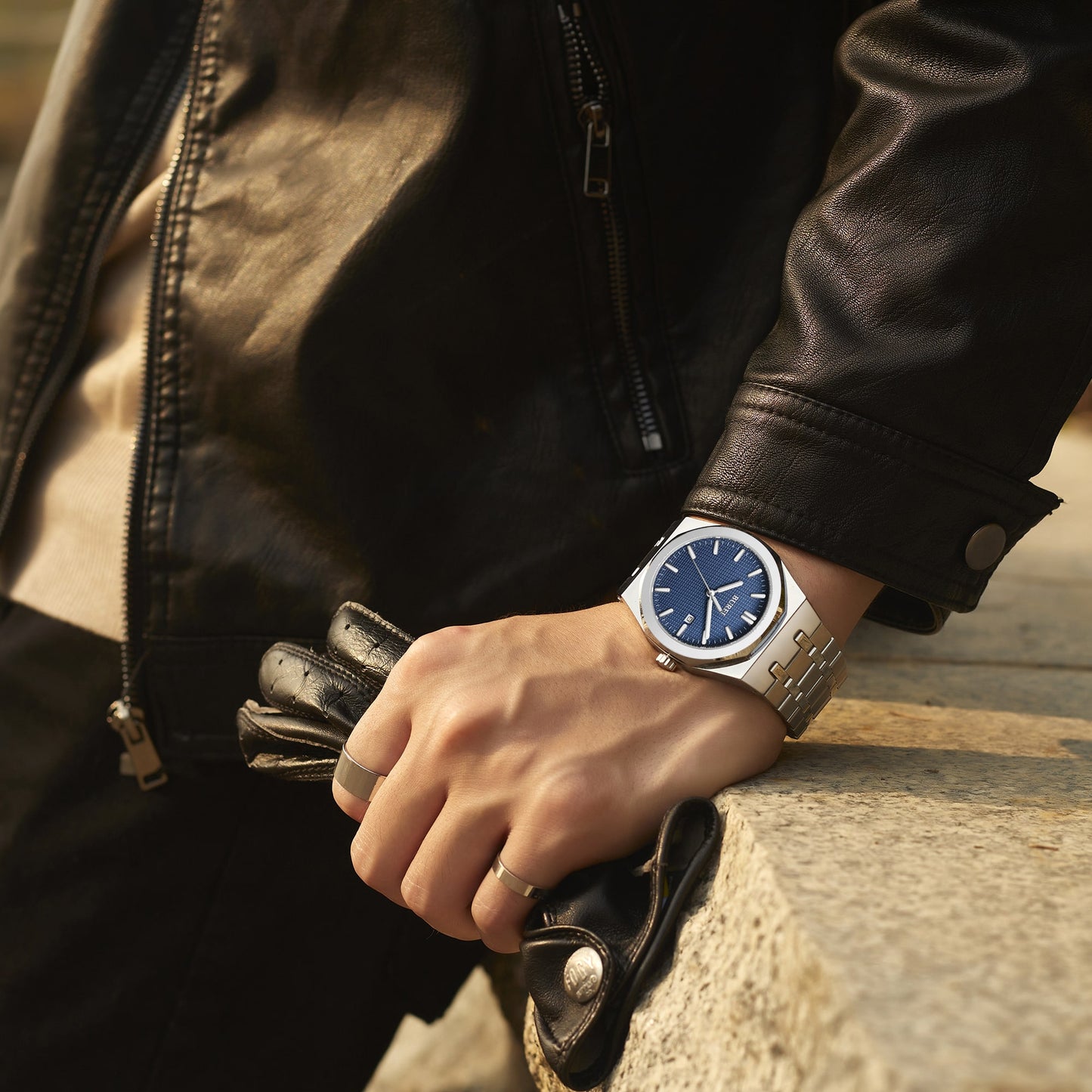 BUREI Fashion Minimalist Business Men's Wrist Watches Stainless Steel Waterproof Quartz Watch for Man