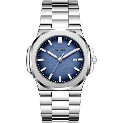 BUREI Men's Watch Business Quartz Men's Luxury Watch Stainless Steel Waterproof Watch Fashion Casual Watches for Men