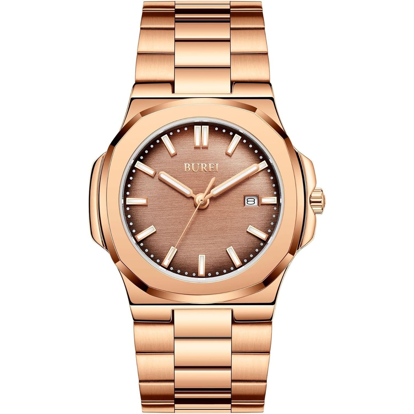 BUREI Men's Watch Business Quartz Men's Luxury Watch Stainless Steel Waterproof Watch Fashion Casual Watches for Men