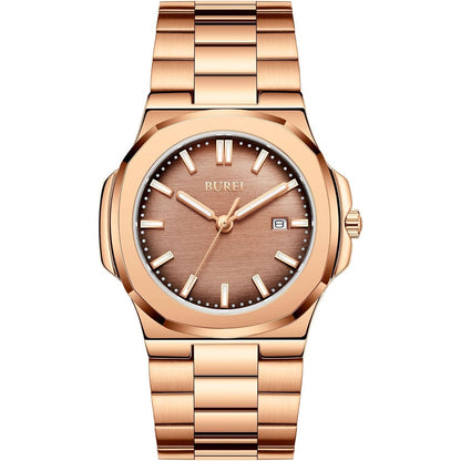 BUREI Men's Watch Business Quartz Men's Luxury Watch Stainless Steel Waterproof Watch Fashion Casual Watches for Men