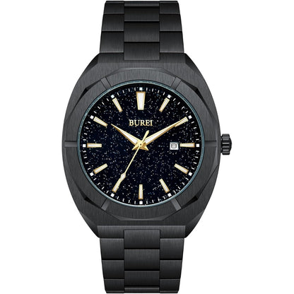 BUREI Fashion Quartz Watch for Men Watch Analog Date Watch with Stainless Steel Band Waterproof Classic Watches for Men