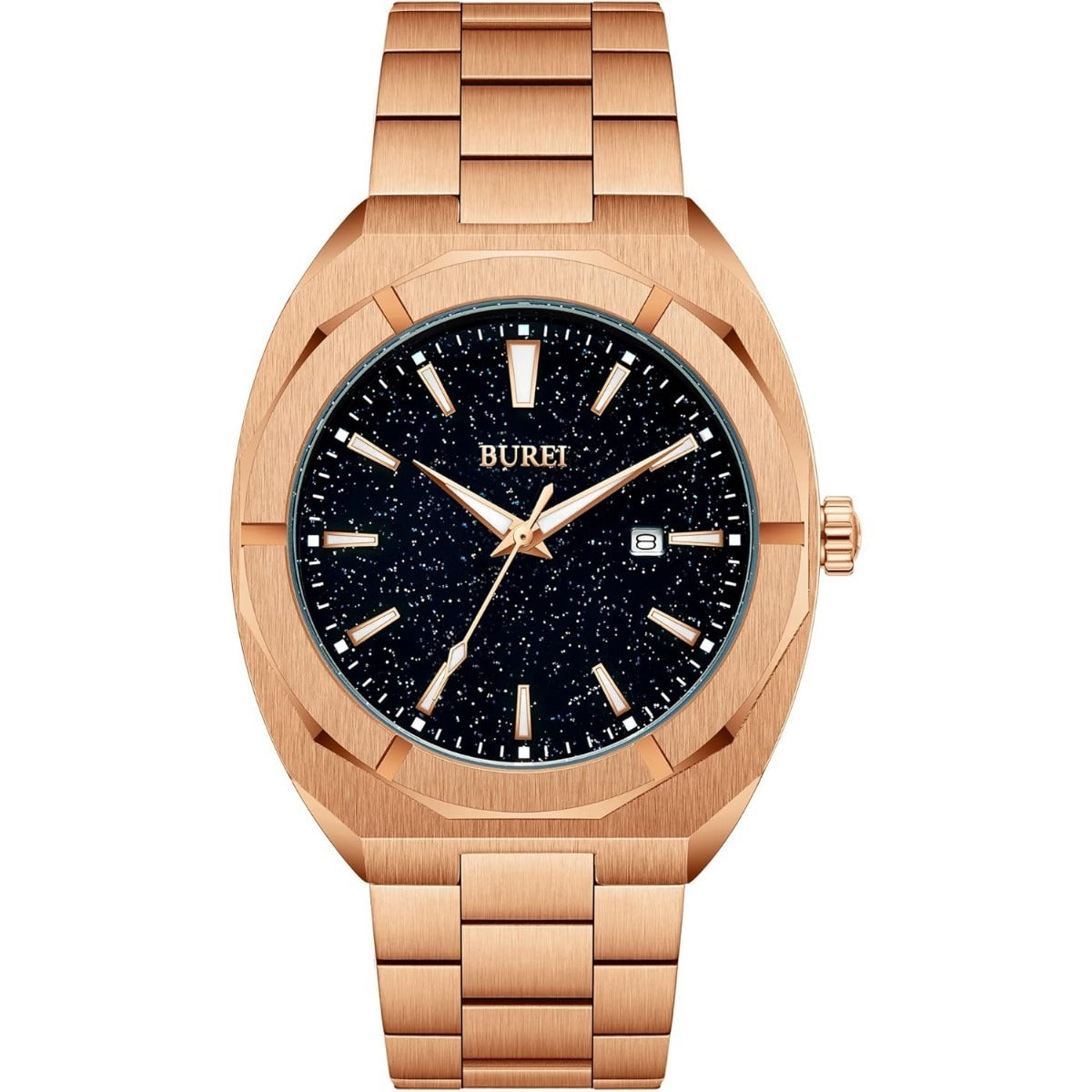 BUREI Fashion Quartz Watch for Men Watch Analog Date Watch with Stainless Steel Band Waterproof Classic Watches for Men
