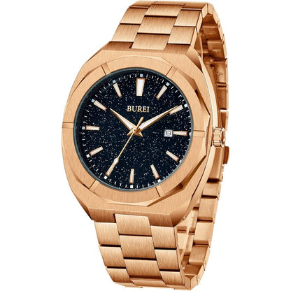 BUREI Fashion Quartz Watch for Men Watch Analog Date Watch with Stainless Steel Band Waterproof Classic Watches for Men
